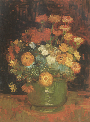 Vincent Van Gogh Vase with Zinnias (nn04)